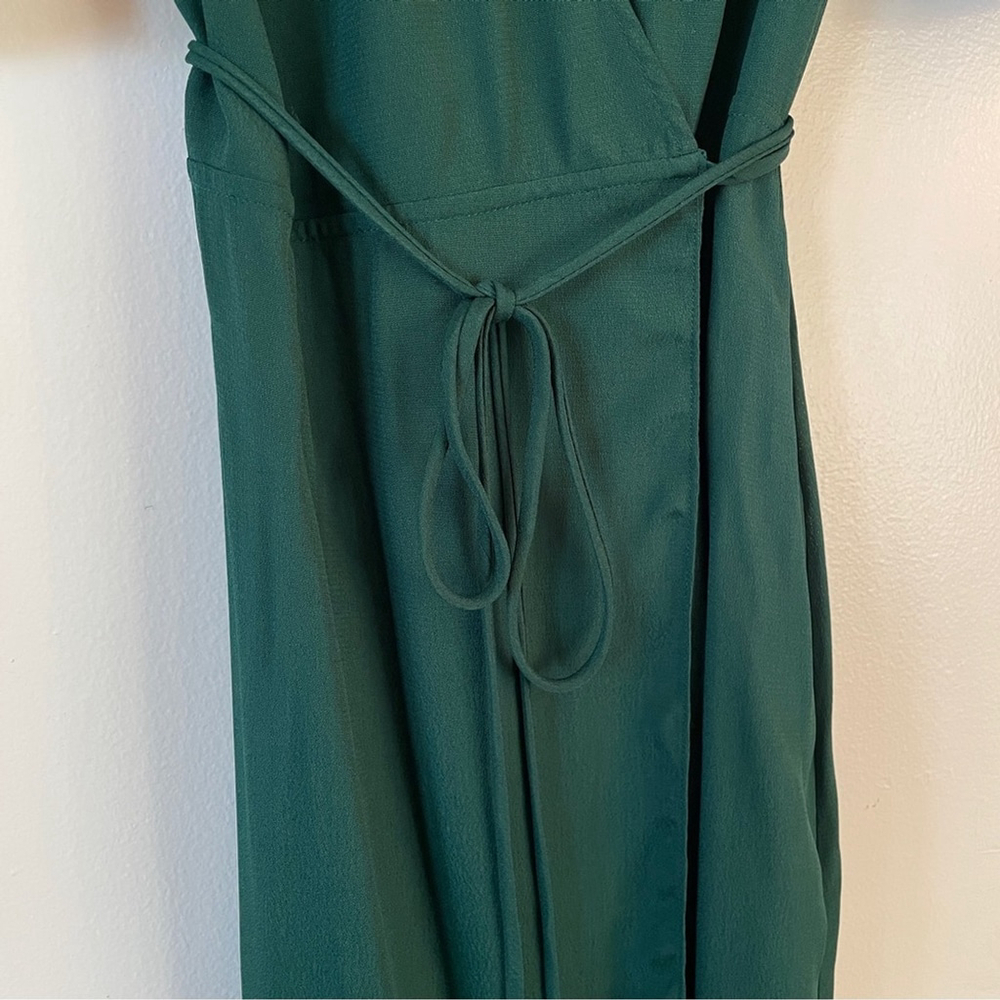 Reformation Marta Green Viscose Surplice Wrap Dress Mini Puff 1/2 Sleeves XS - Picture 8 of 8